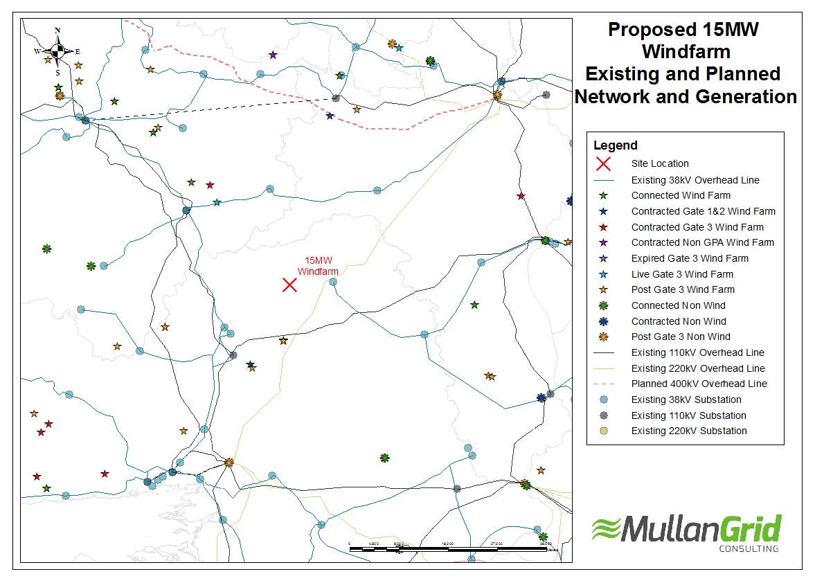 Proposed 15MW Windfarm Existing and Planned Network and Generation